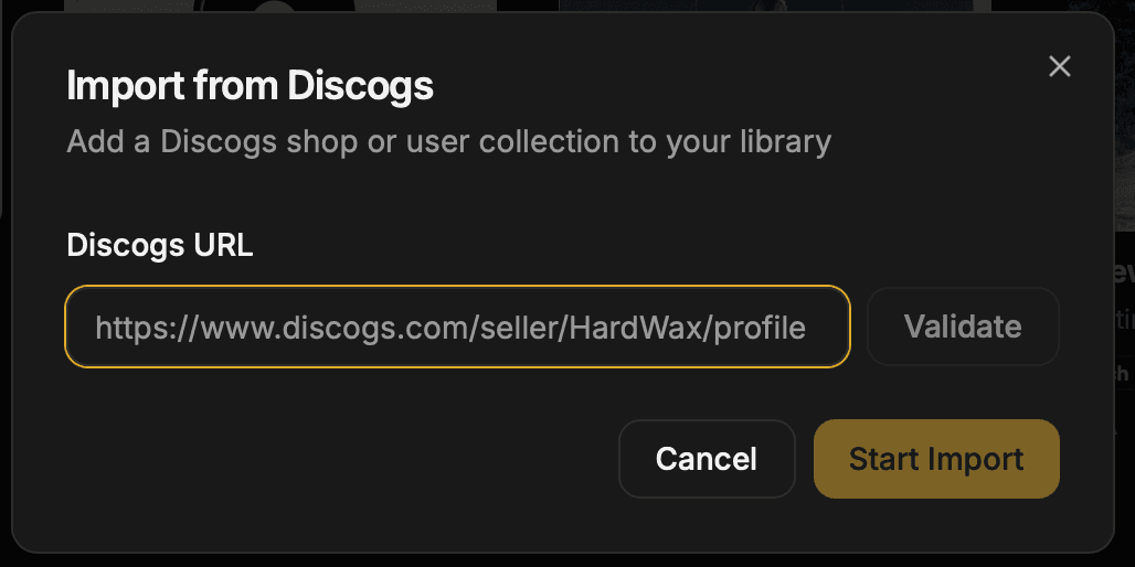 Paste seller URL in Import dialog
